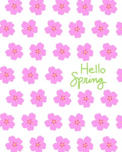 Hello Spring Cherry blossom white Pattern