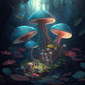 Mushrooms In An Enchanted Forest