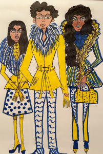 Blue and yellow three