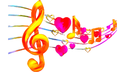 Abstract music notes and hearts