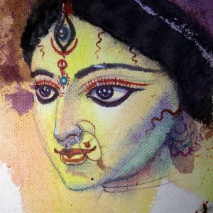 Durga in watercolour