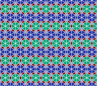 Moroccan Rosette Red & Blue