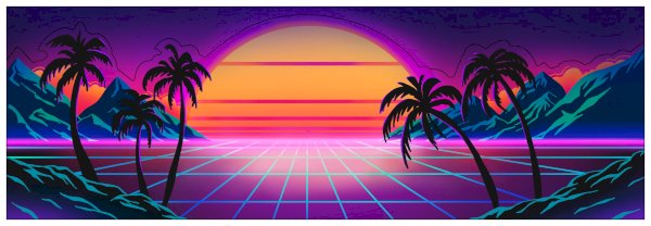 Retrowave Wrapscape Sticker 4x12